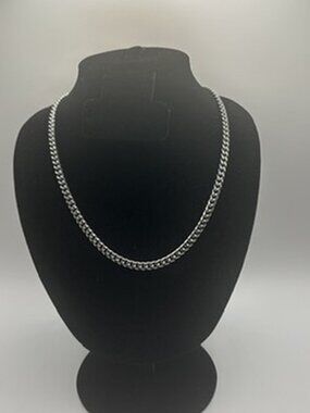 Real Silver Cuban Chain Womens Stainless Steel Plated 5mm 22 Inch Durable New